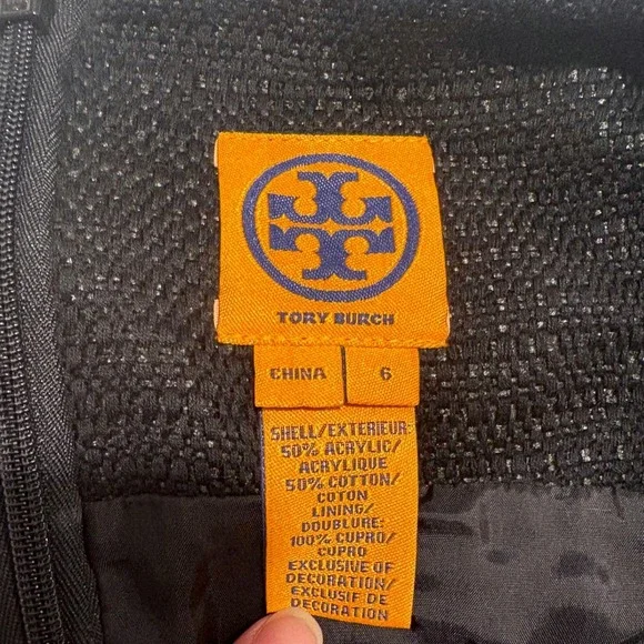 Tory Burch Black Embellished Sleeveless Shift Dress Size 6 Tweed Cotton Blend - Picture 5 of 8